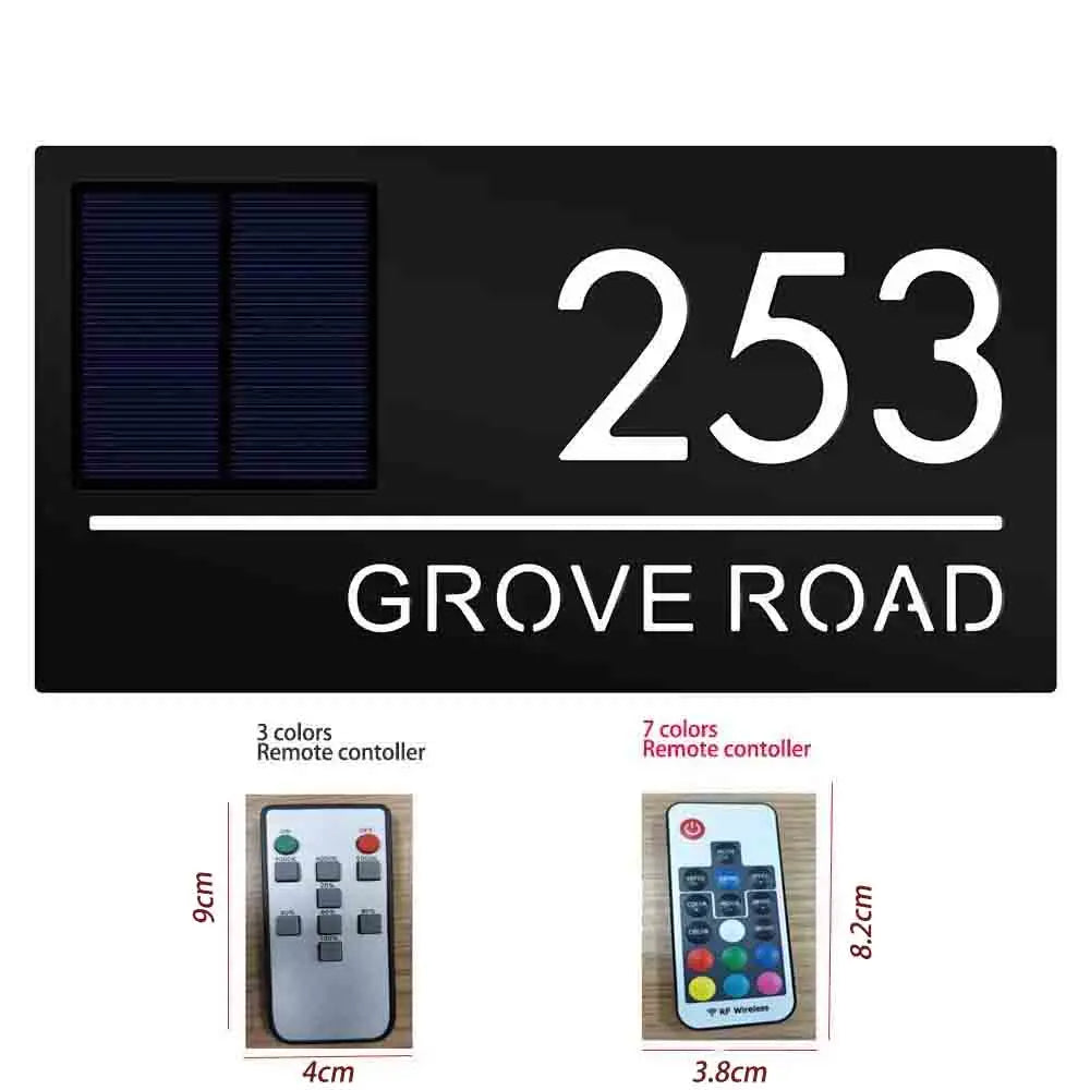 Solar Outdoor House Number 3D Laser Cut Acrylic House Name Plate Address Door Sign