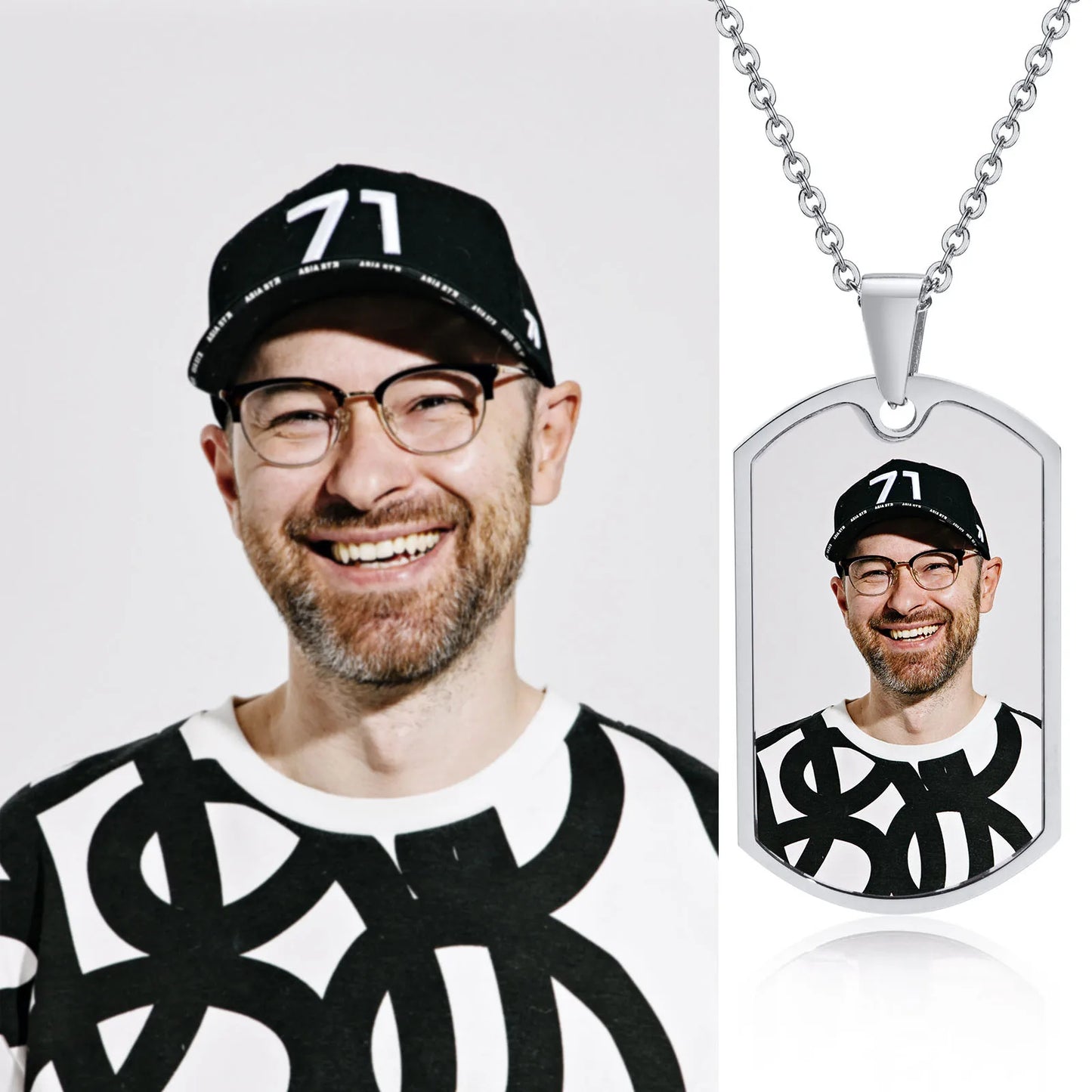 Men Personalize Engrave Name Custom The Photo of Family Pendant Necklaces