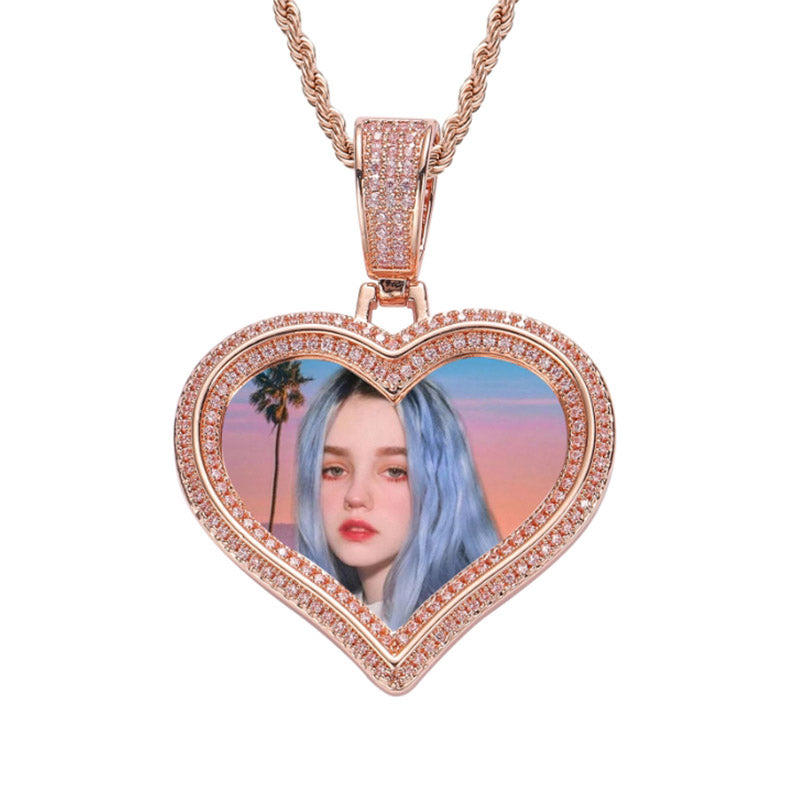 18K Gold Plated Heart Pendant - Iced Out Custom Necklace