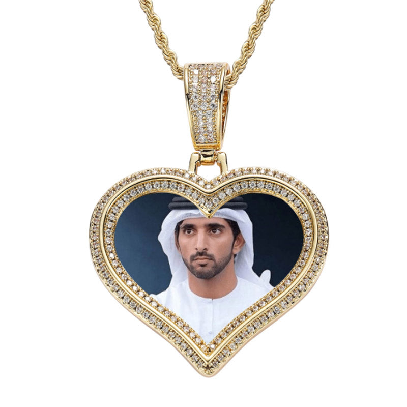 18K Gold Plated Heart Pendant - Iced Out Custom Necklace