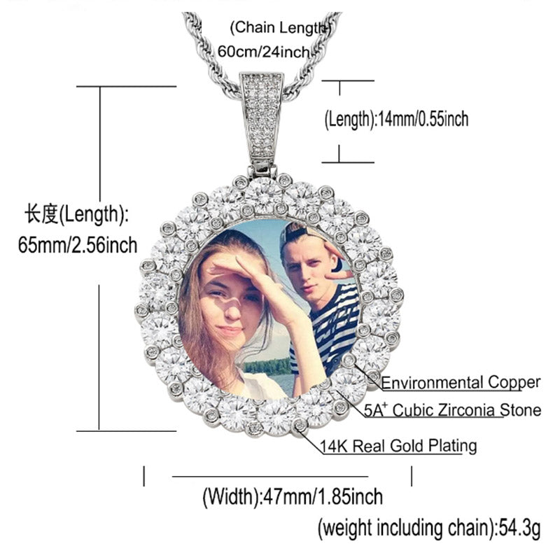 3D Circle Custom Picture Pendant