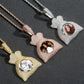 Money Bag Custom Pendant Memory Medallion Chain Necklace for Men Hip Hop Pendant