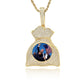 Money Bag Custom Pendant Memory Medallion Chain Necklace for Men Hip Hop Pendant