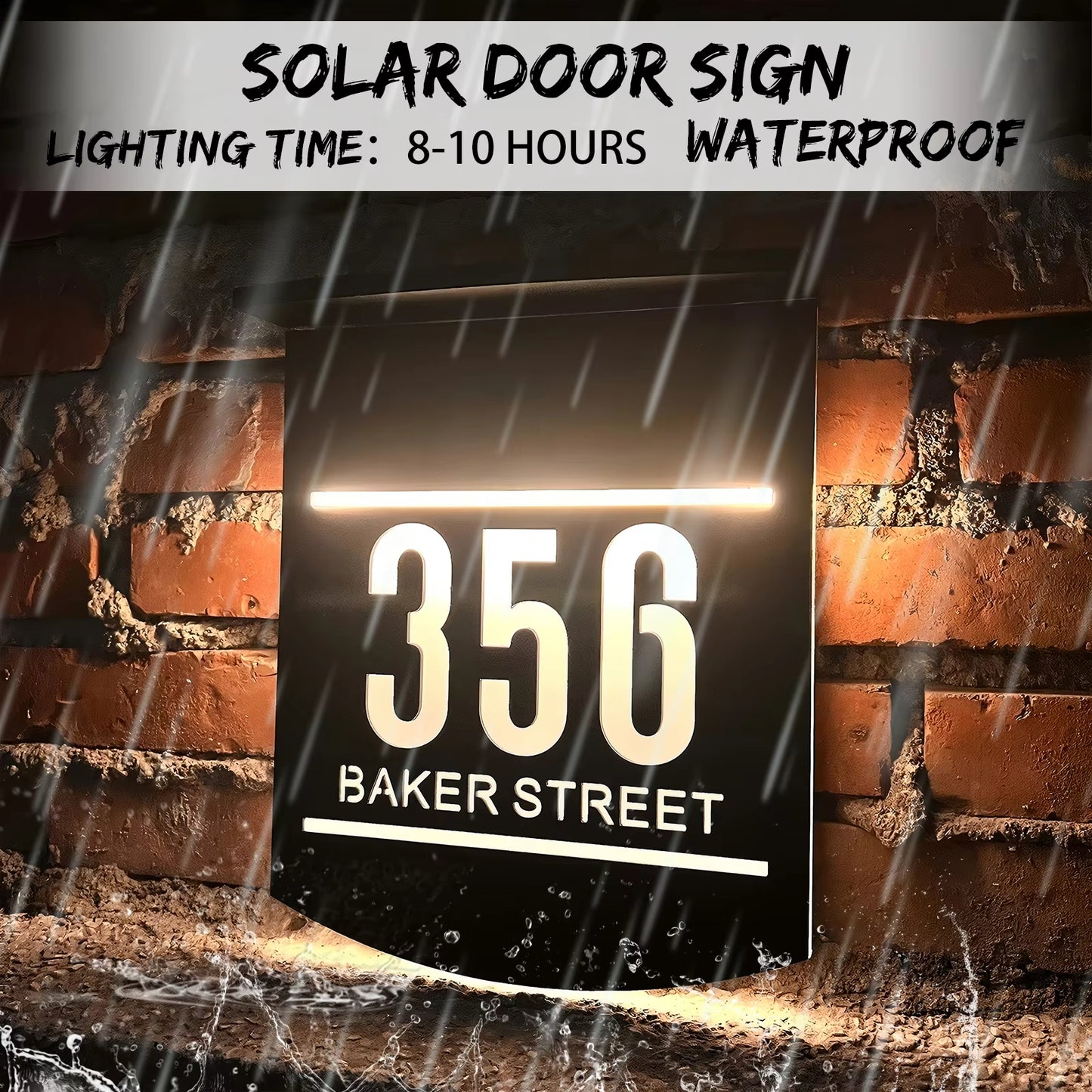 Personalized Outdoor Street Name Solar House Number Sign