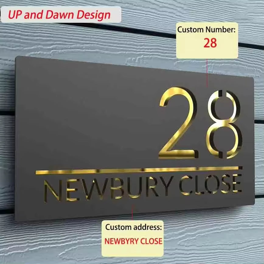 Custom 3D Floating House Number Outdoor Laser Cut Acrylic Matte Modern Door Sign