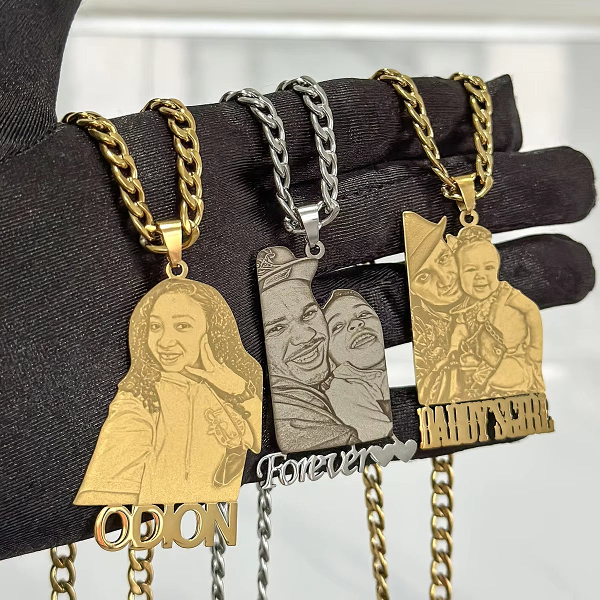 Custom Photo Necklace Custom Stainless Steel Engrave