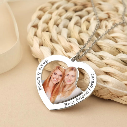 Personalized Photo Necklaces Custom Name Necklace Heart Pendant Chain Jewelry for For Lovers