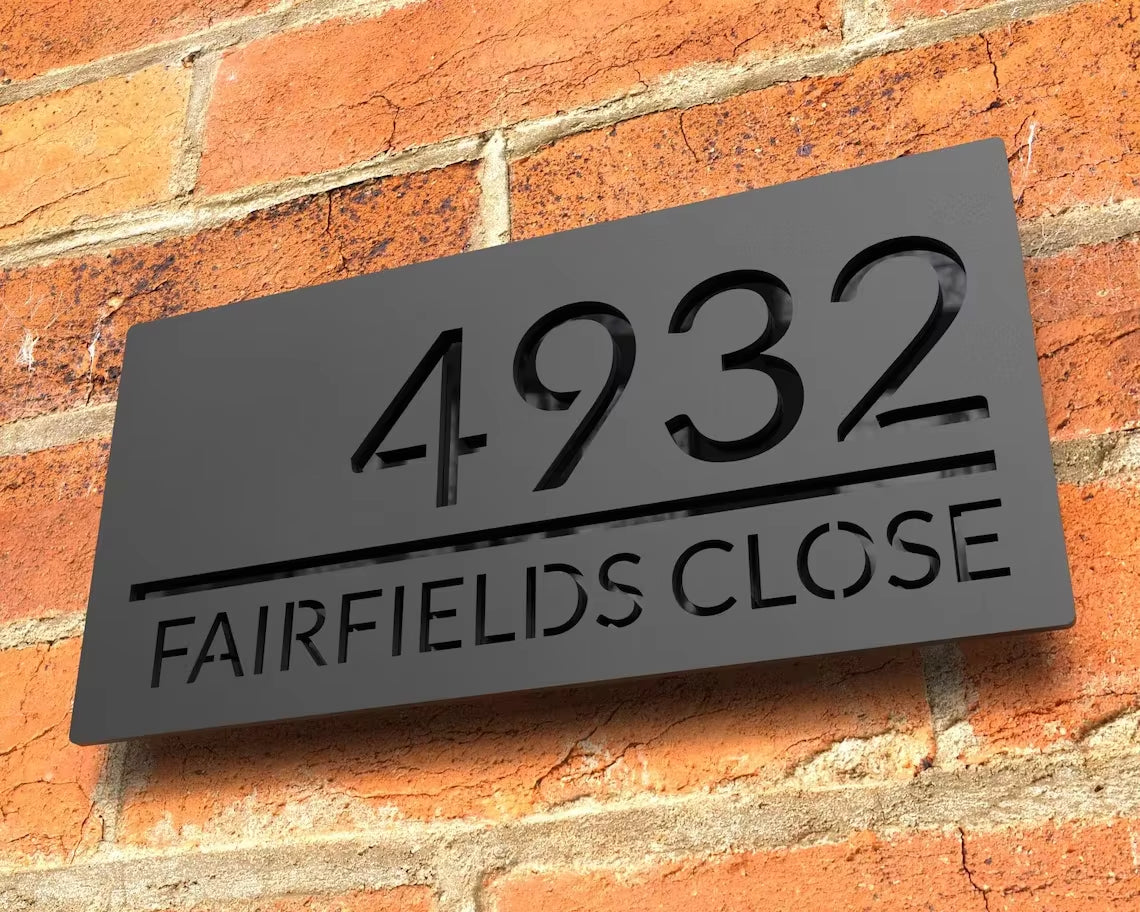 Custom 3D Floating House Number Outdoor Laser Cut Acrylic Matte Modern Door Sign