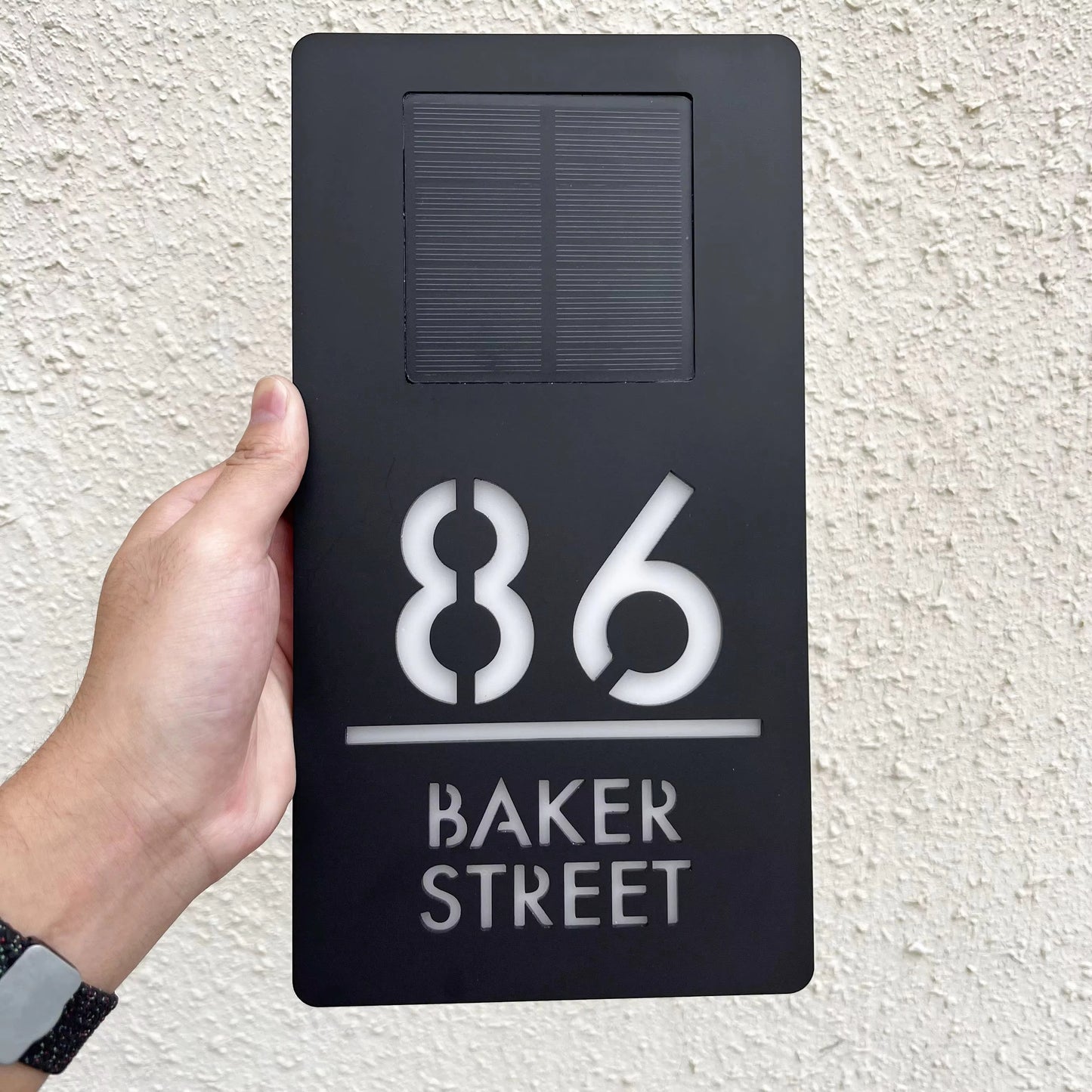 Solar Outdoor House Number 3D Laser Cut Acrylic House Name Plate Address Door Sign