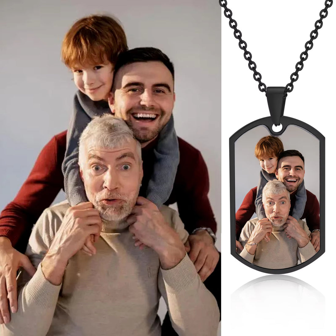 Men Personalize Engrave Name Custom The Photo of Family Pendant Necklaces