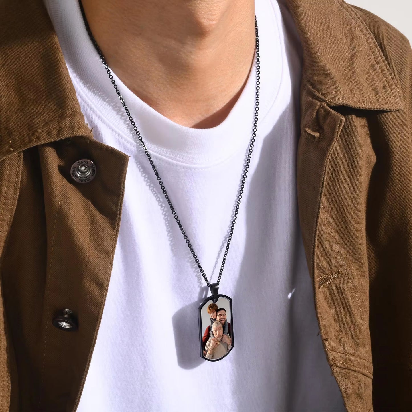 Men Personalize Engrave Name Custom The Photo of Family Pendant Necklaces