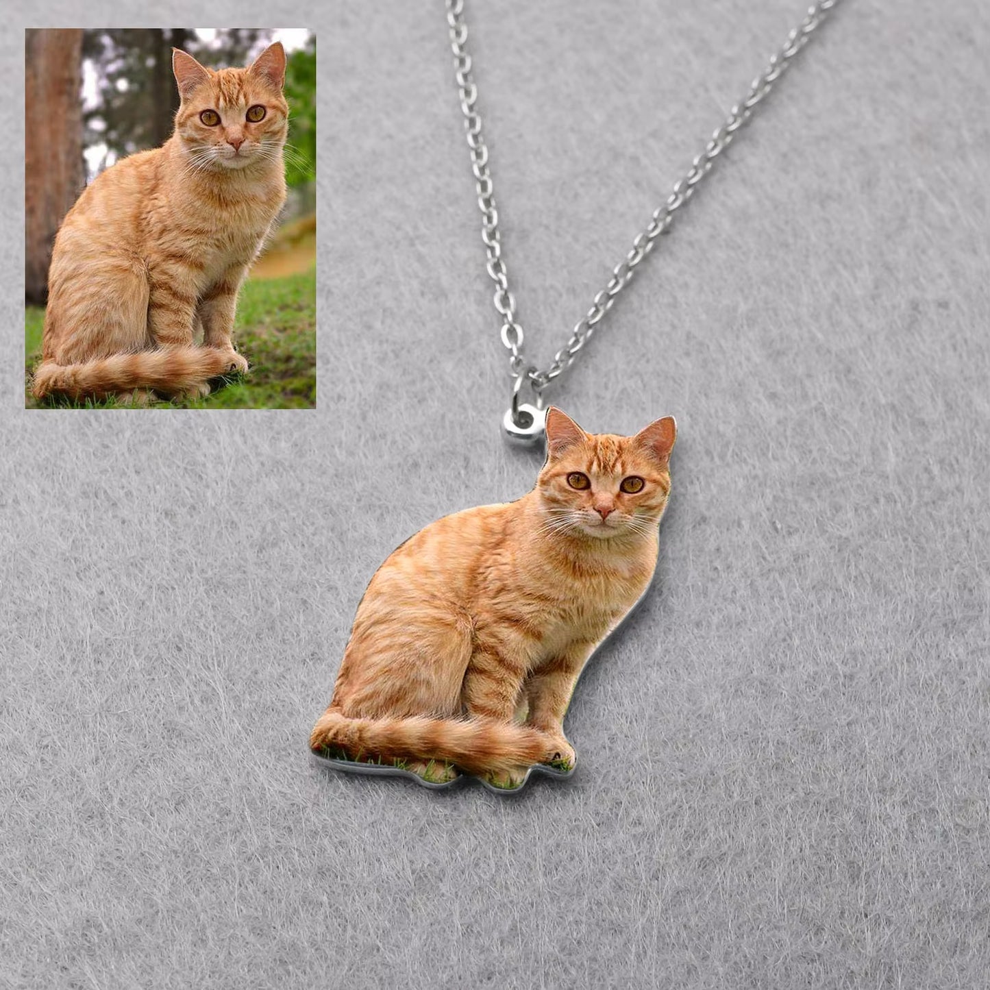 Personalized Pet Picture Necklace Custom Portrait Your Dog Pets Photo Necklace