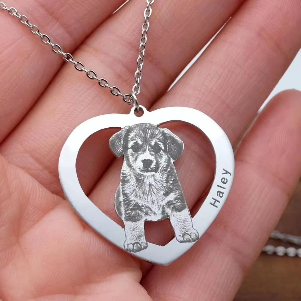 Personalized Pet Picture Necklace Custom Portrait Your Dog Pets Photo Necklace