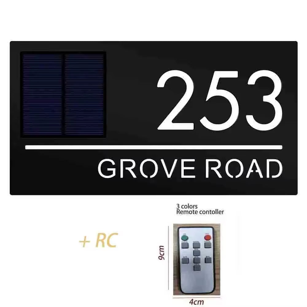 Solar Outdoor House Number 3D Laser Cut Acrylic House Name Plate Address Door Sign