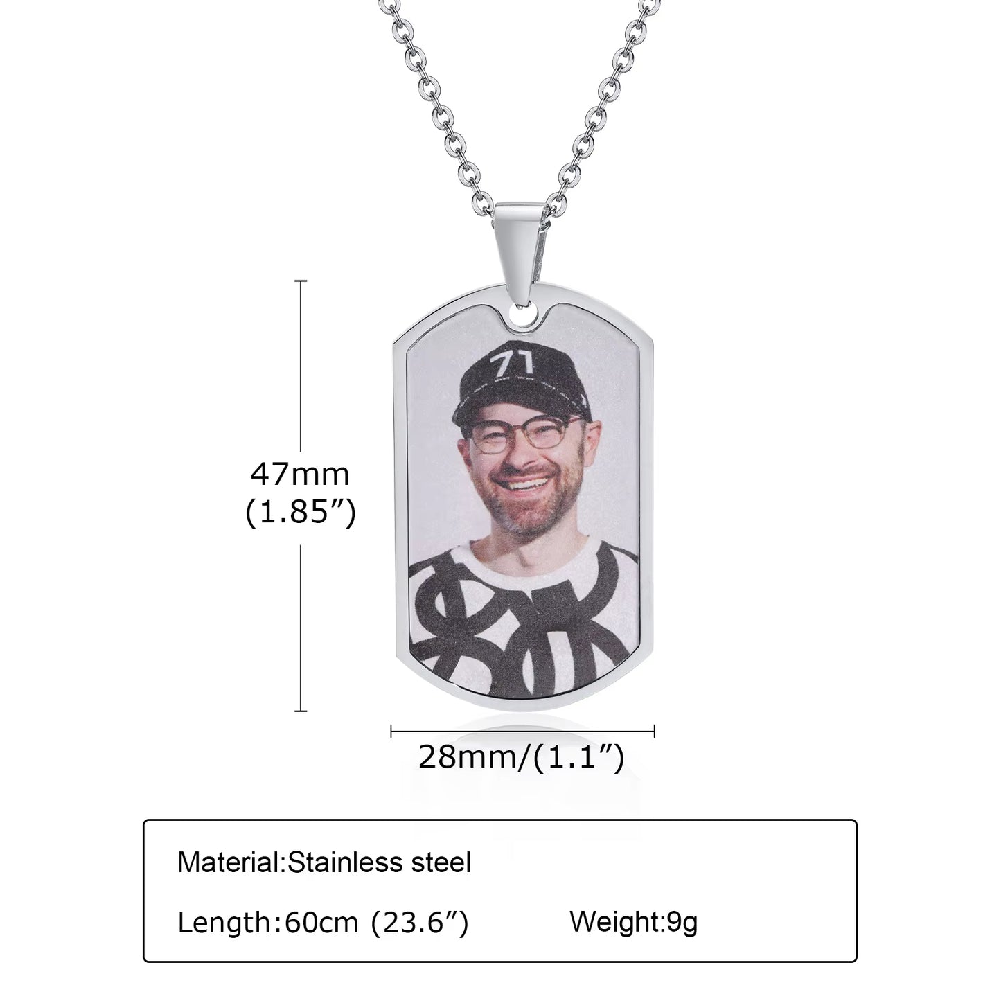 Men Personalize Engrave Name Custom The Photo of Family Pendant Necklaces
