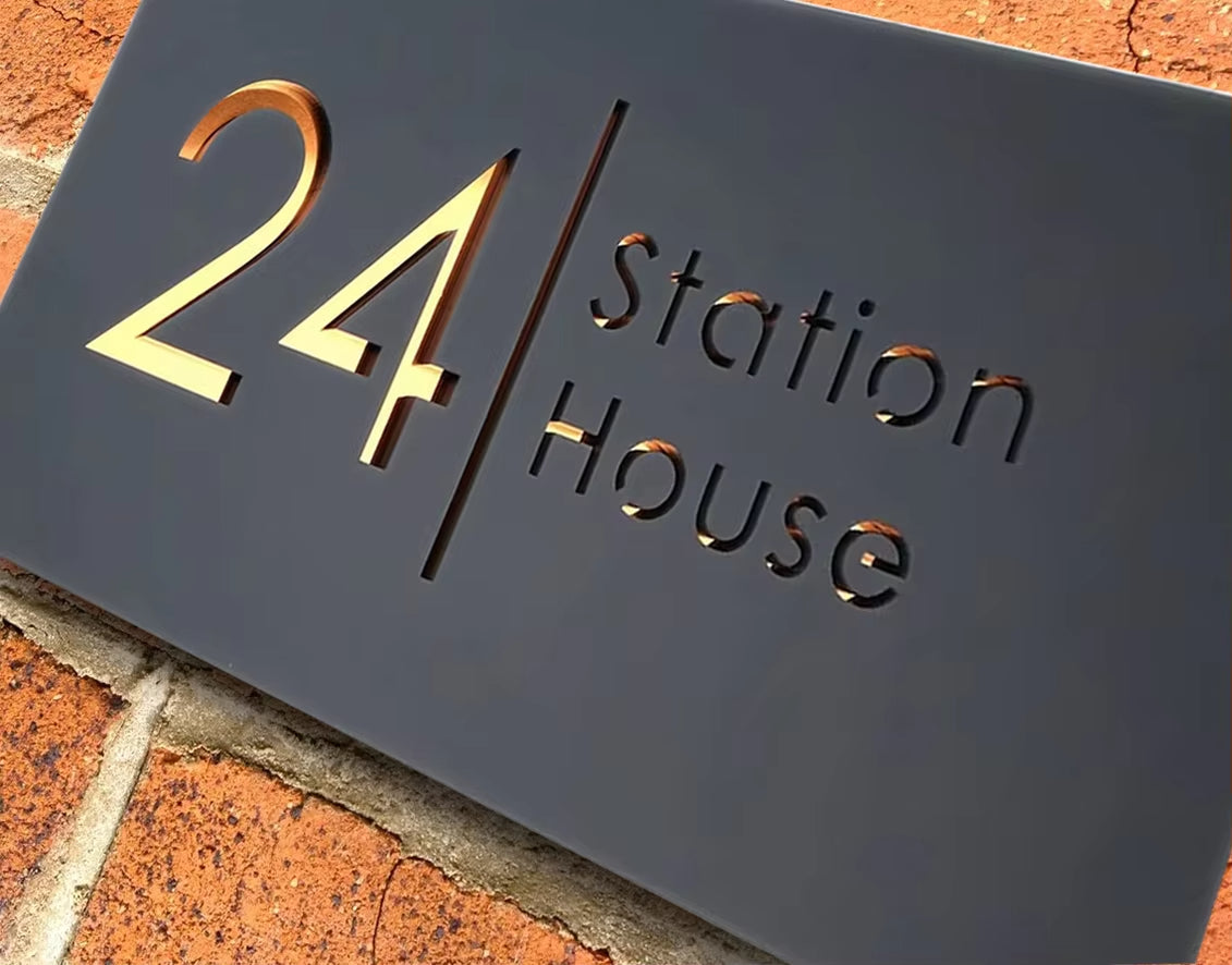Custom 3D Floating House Number Outdoor Laser Cut Acrylic Matte Modern Door Sign