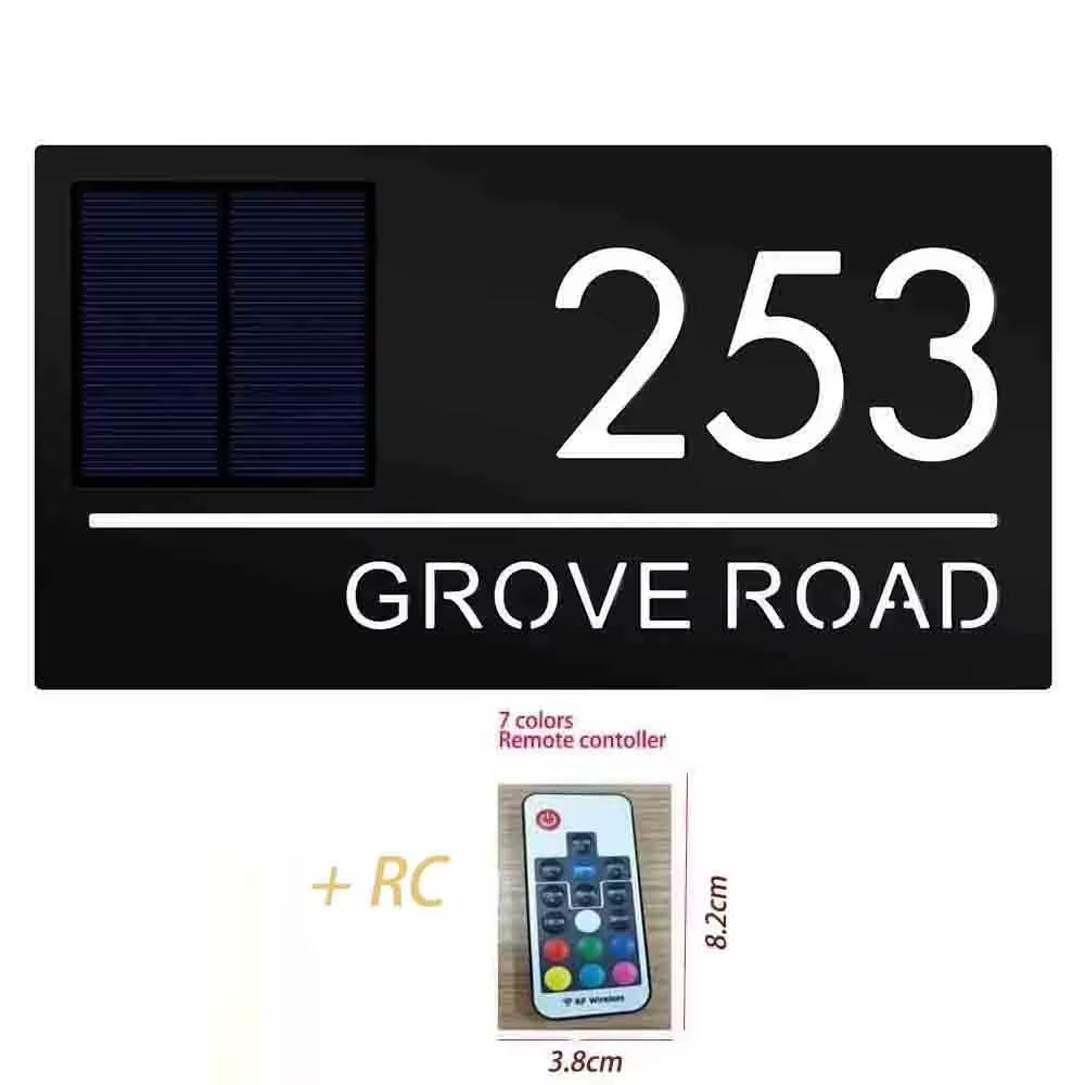 Solar Outdoor House Number 3D Laser Cut Acrylic House Name Plate Address Door Sign