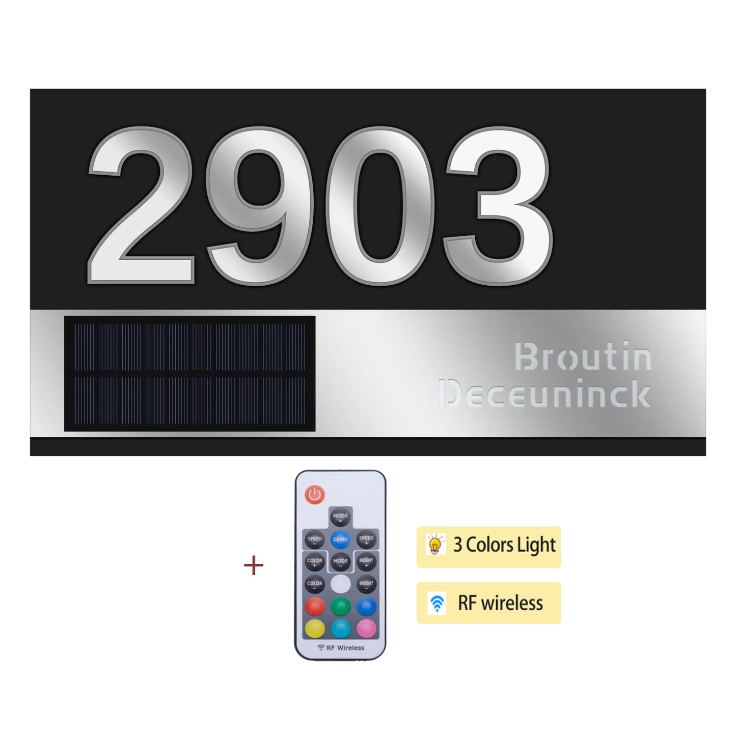 Custom Door Number Signs Modern Street Sign With LED Light & RC