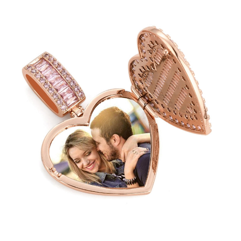 Personalized Copper Love Heart Locket Necklace with Photo